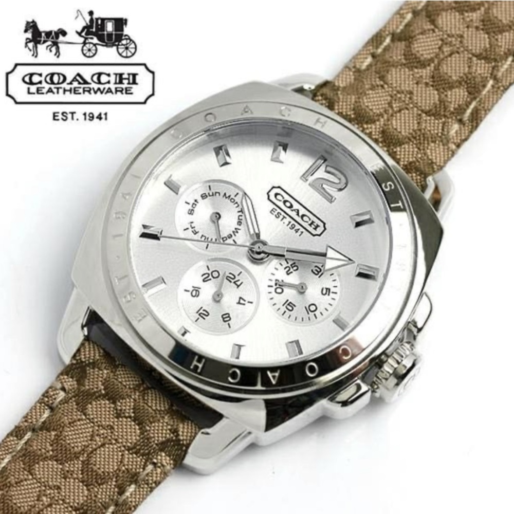 Never Worn, COACH Boyfriend Oversized Chronograph Signature band Watch